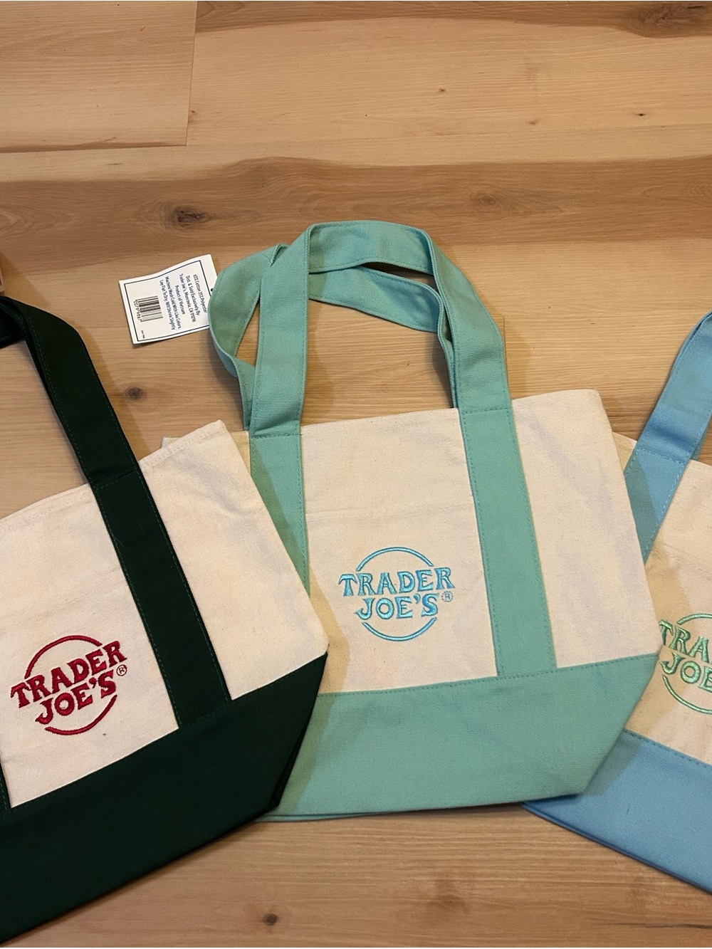 Mint Canvas Tote Bag - Mint & Cream